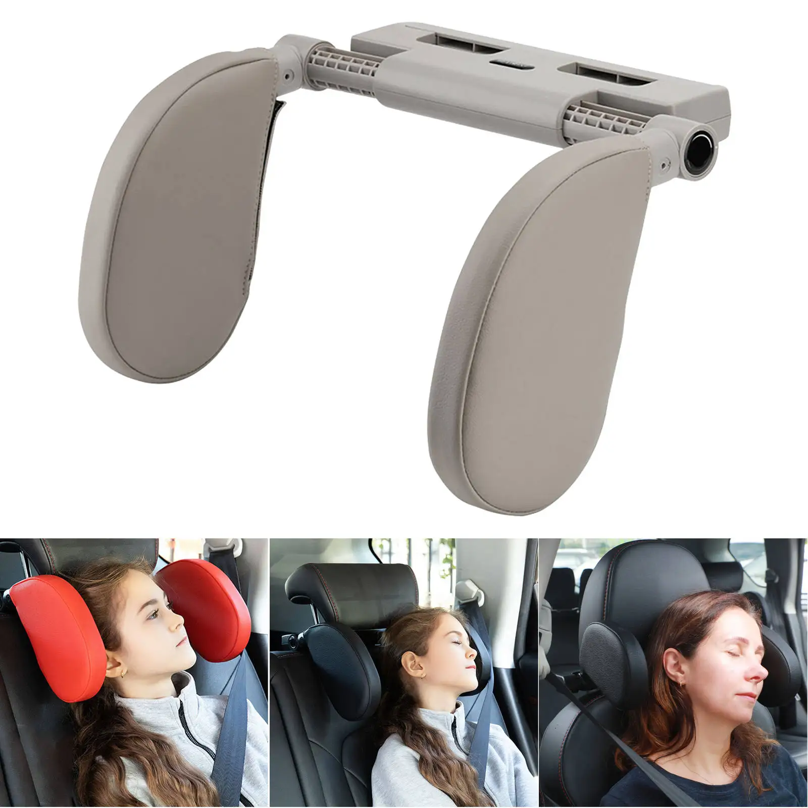U-Shape Car Seat Headrest Detachable Adjustable Relax Cushion Fit for Car Trip Teenagers