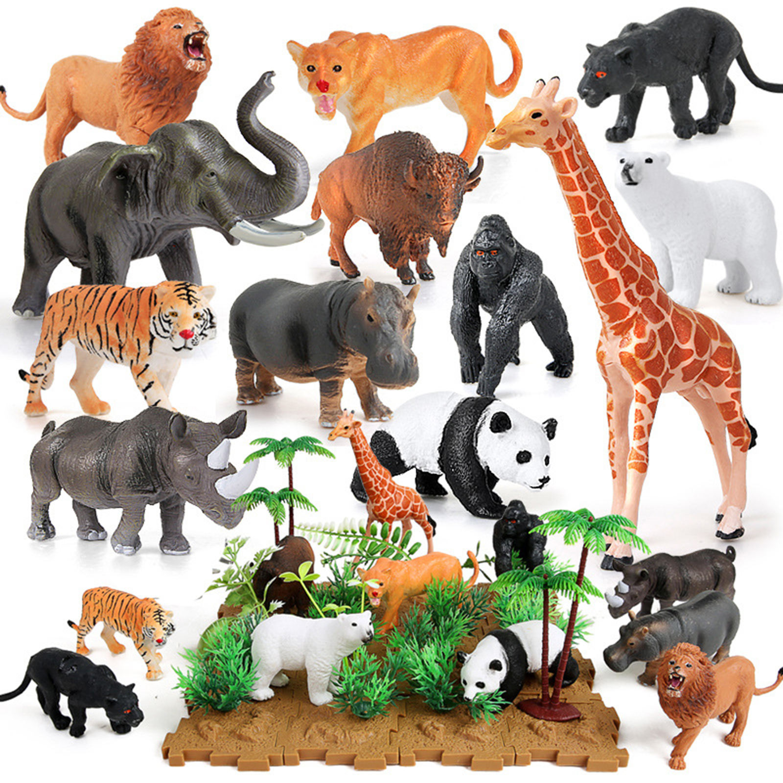 Small Animal Toys 44 Pieces Figurines Elephant Wildlife Model Animals for Christmas