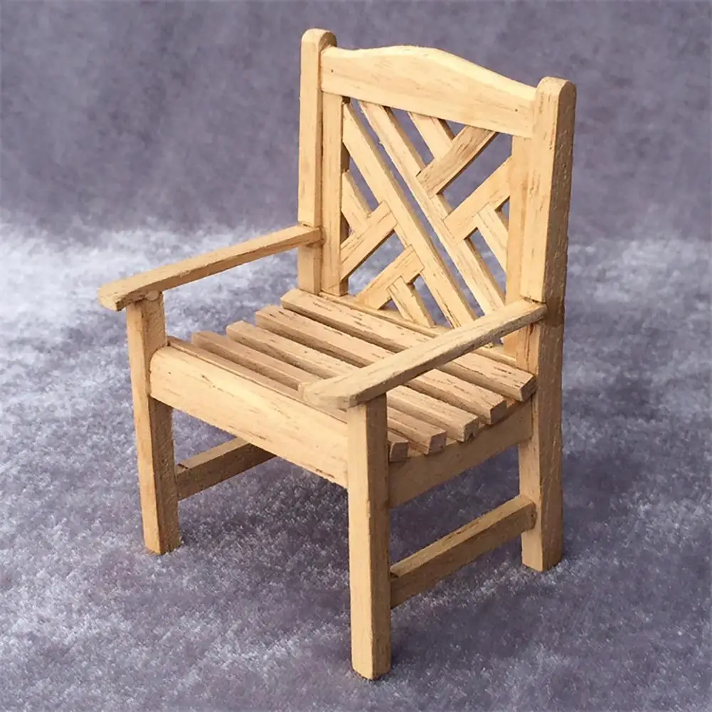 1 Dollhouse Furniture Mini White Wooden Chair Desktop Micro Landscape Decor FD8 
