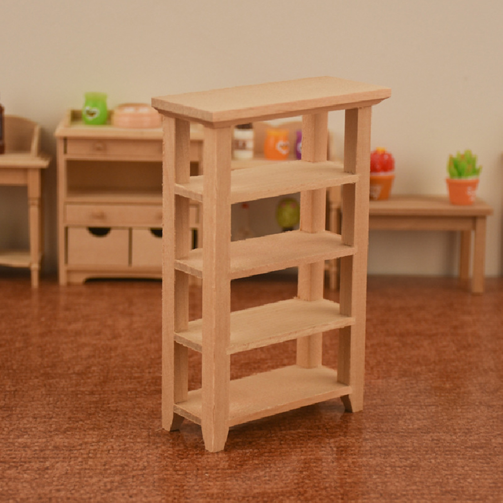 Simulation 1/12 Scale Mini Dollhouse Storage Cabinet Bookcase BJD Tiny Model Living Room Bedroom Decor Props