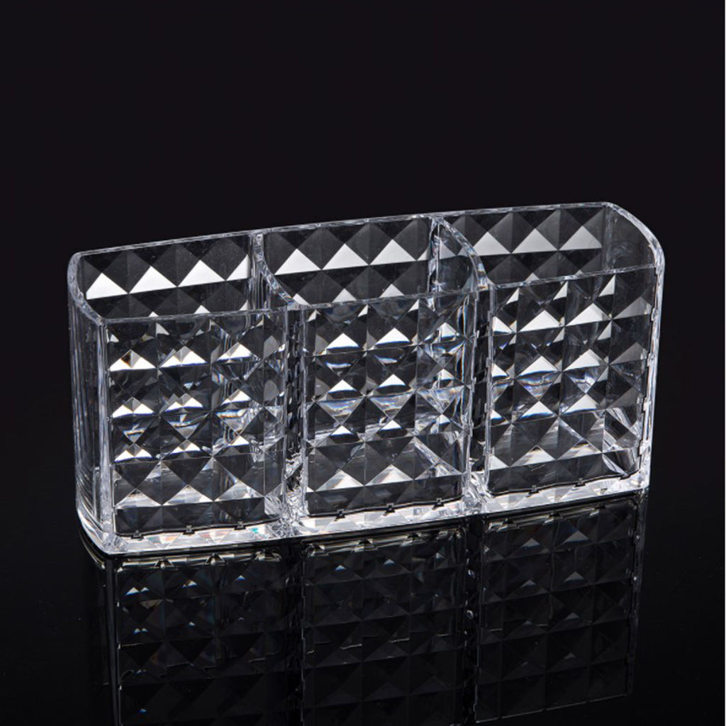 3 Slot Acrylic Cosmetic Brushes Storage,Makeup Brush Holder Organizer, Category Eyeliner, Lipstick, Eyebrow Pencil, Etc.