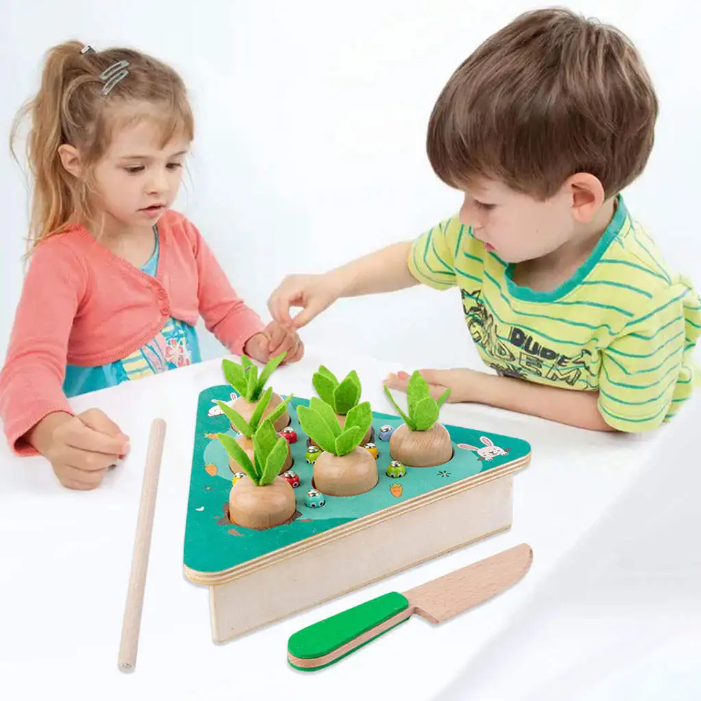 Montessori Montessori Wooden Toys Fine Motor Skills Pulling Radish Toy for Kids Preschool Learning Fine Motor Skill