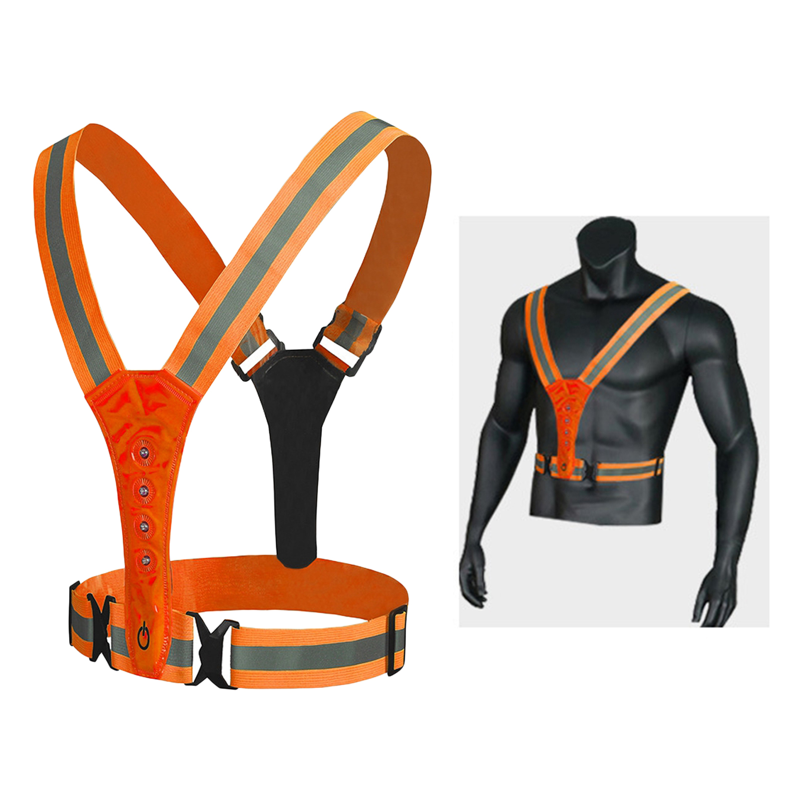 LED Reflective Running Vest, High Visibility Warning Lights for Runners,