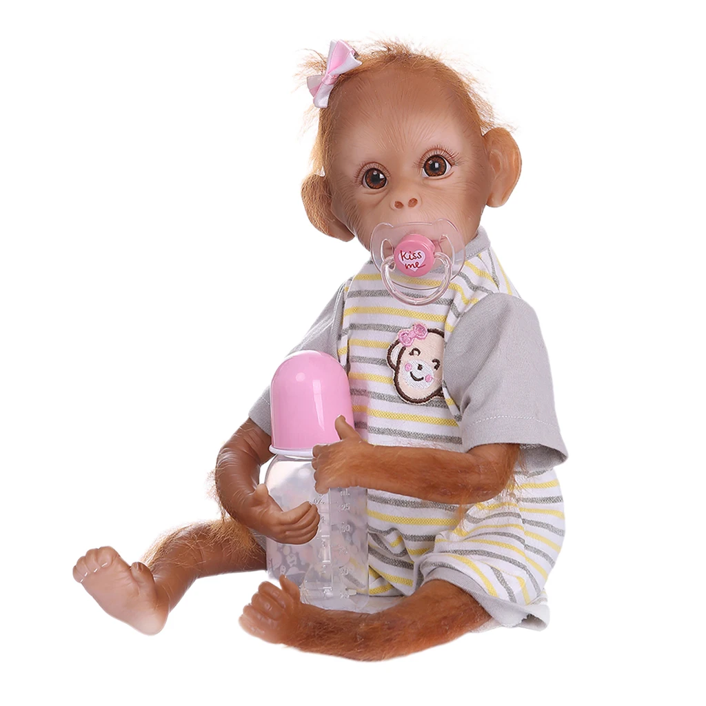 16' Vinyl Monkey Baby Doll Toy Cloth Body Lifelike Reborn Doll with T-shirt