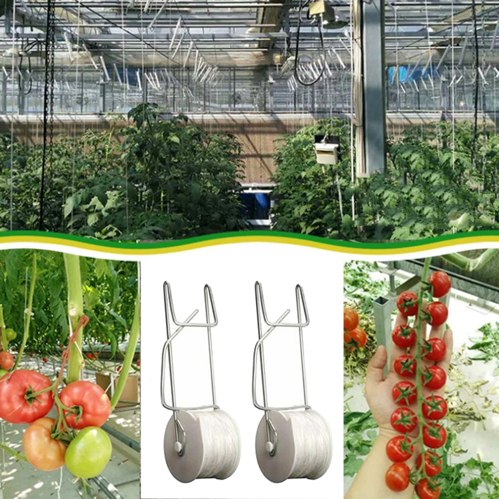 2Pcs Greenhouse Trellising Kit Plant Roller Hooks Tomato Support Clips for