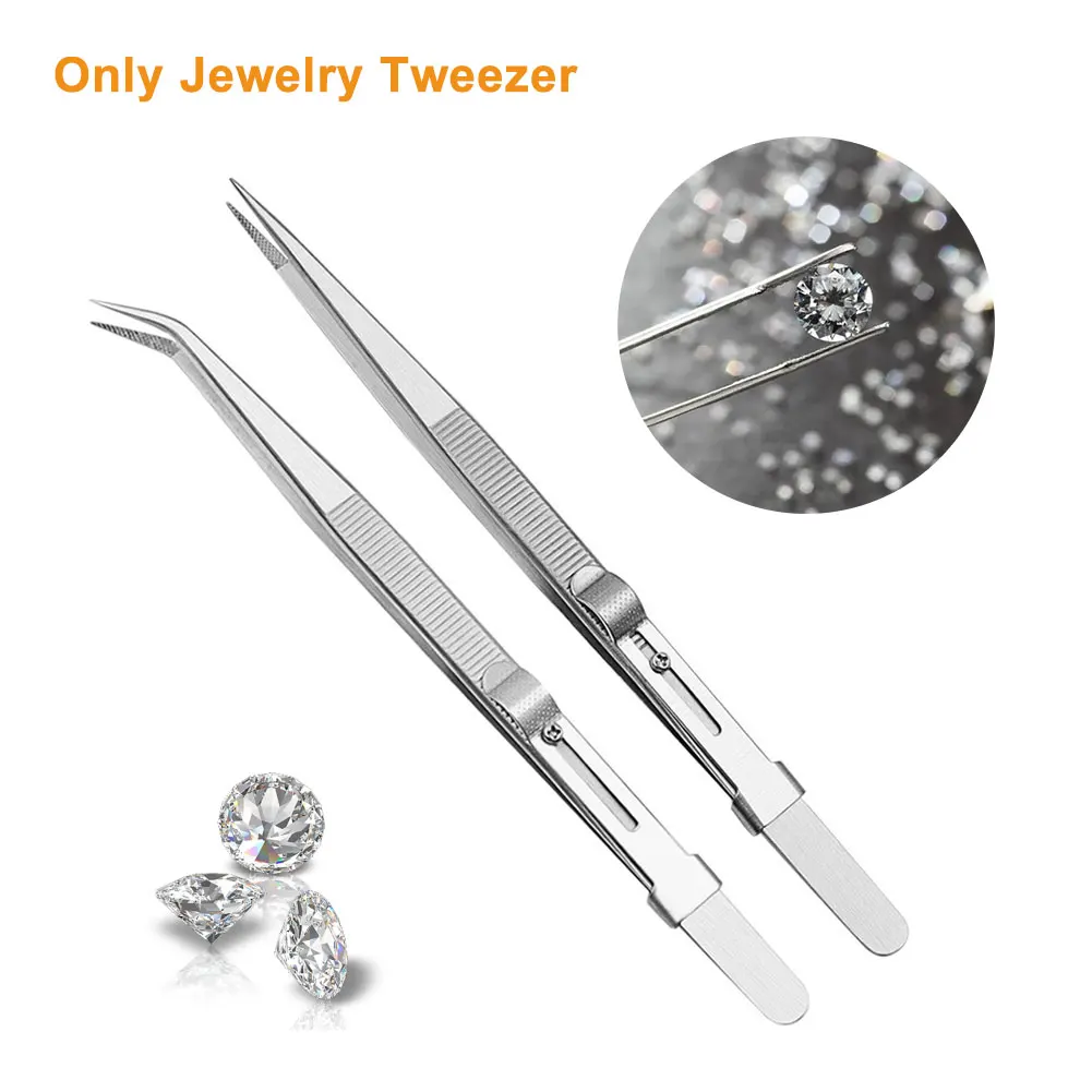 2pcs/pack Diamond Anti Static Jewelry Tweezer Multi Purpose Professional Stainless Steel Soldering Locking Repairing Electronics best hand planer