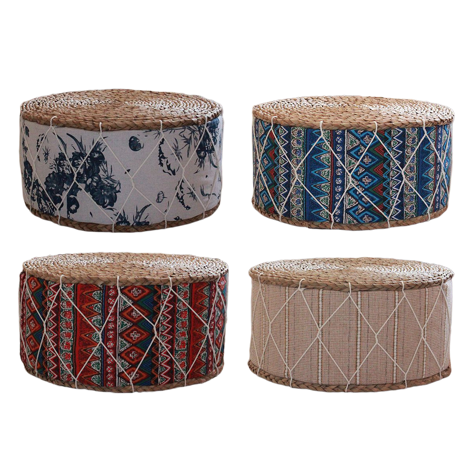 Round Straw Futon Floor Pillow Pouf Meditation Cushion Tatami Stool Sofa