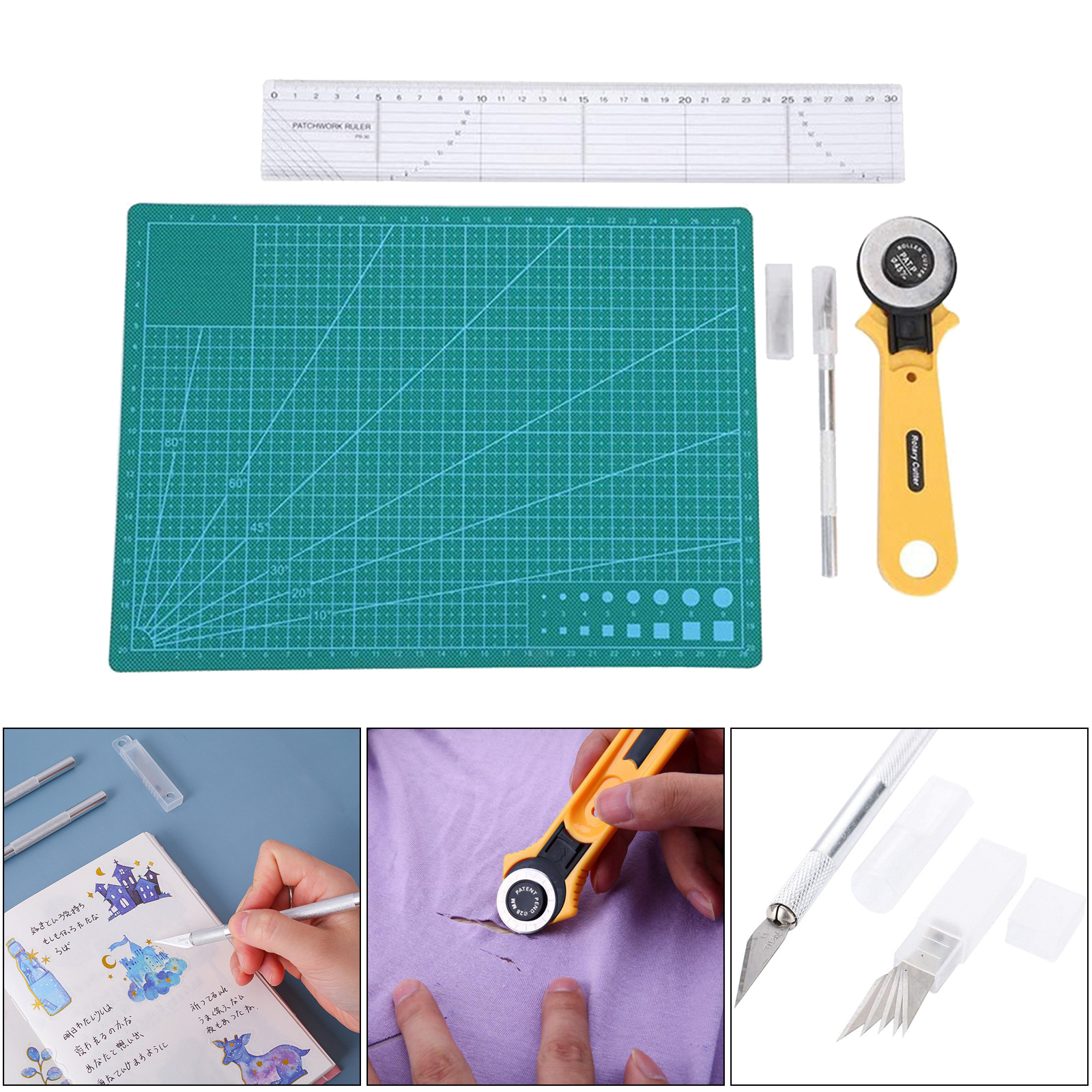Craft Knives Quilting Rotary Cutter Art Kits Anti-slip Cutting Mat PVC Pad