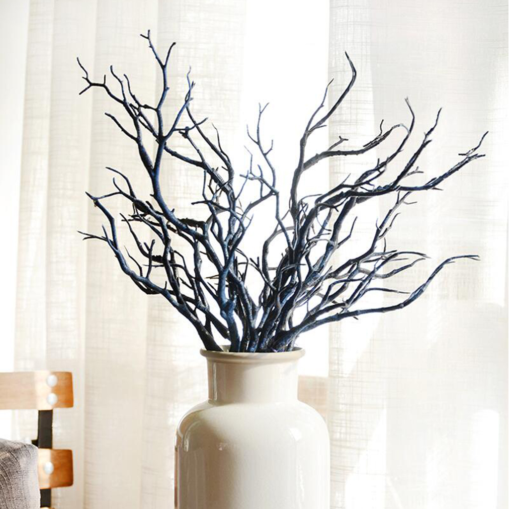1 Bunch Of Blue Artificial Silk Ficus Tree Branches Faux Fake Lamination Arrangements Home Garden Office Market Restaurant