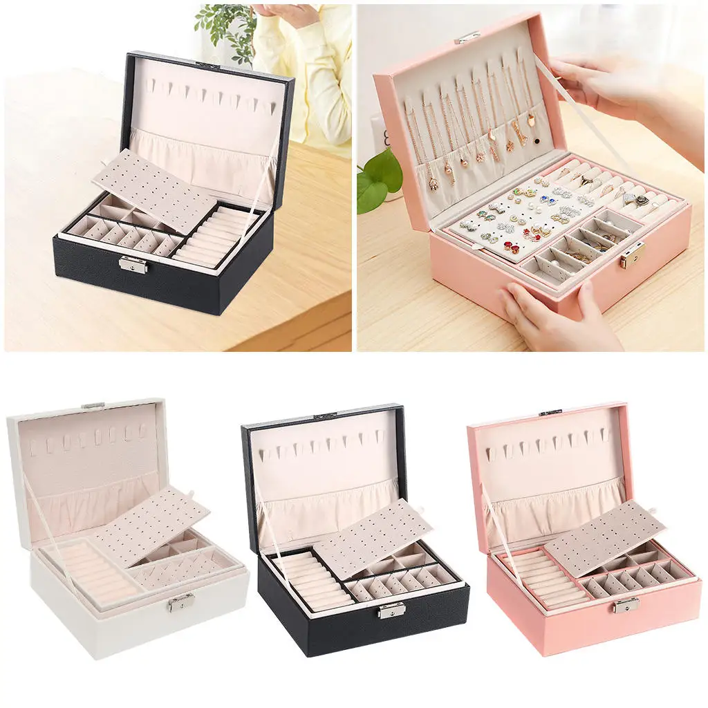 Jewelry Box Lockable Large Showcase Organizer for Studs Bracelets Necklace