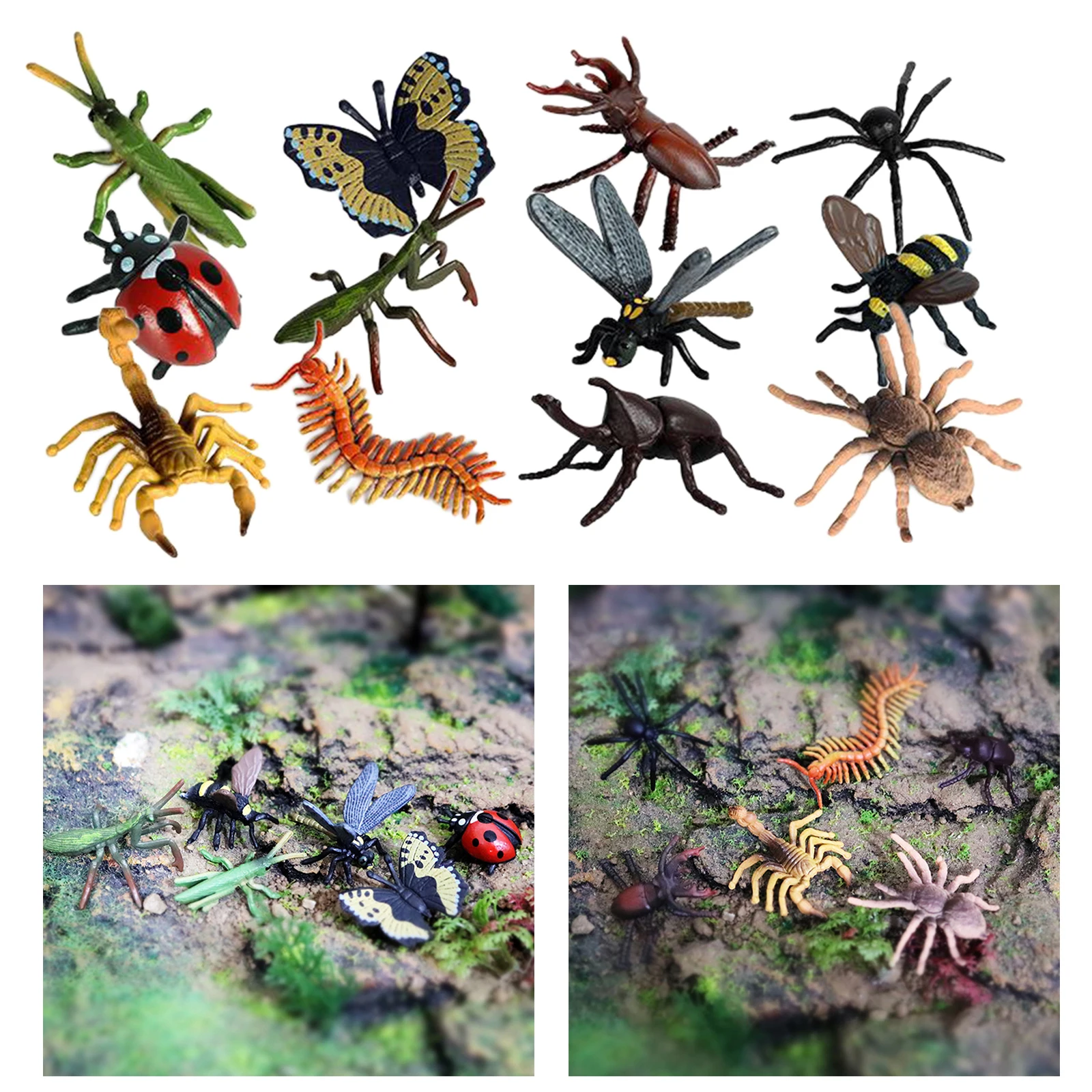 12pcs Plastic Realistic Insect Model Figure Toys Bug  Scorpion Bee