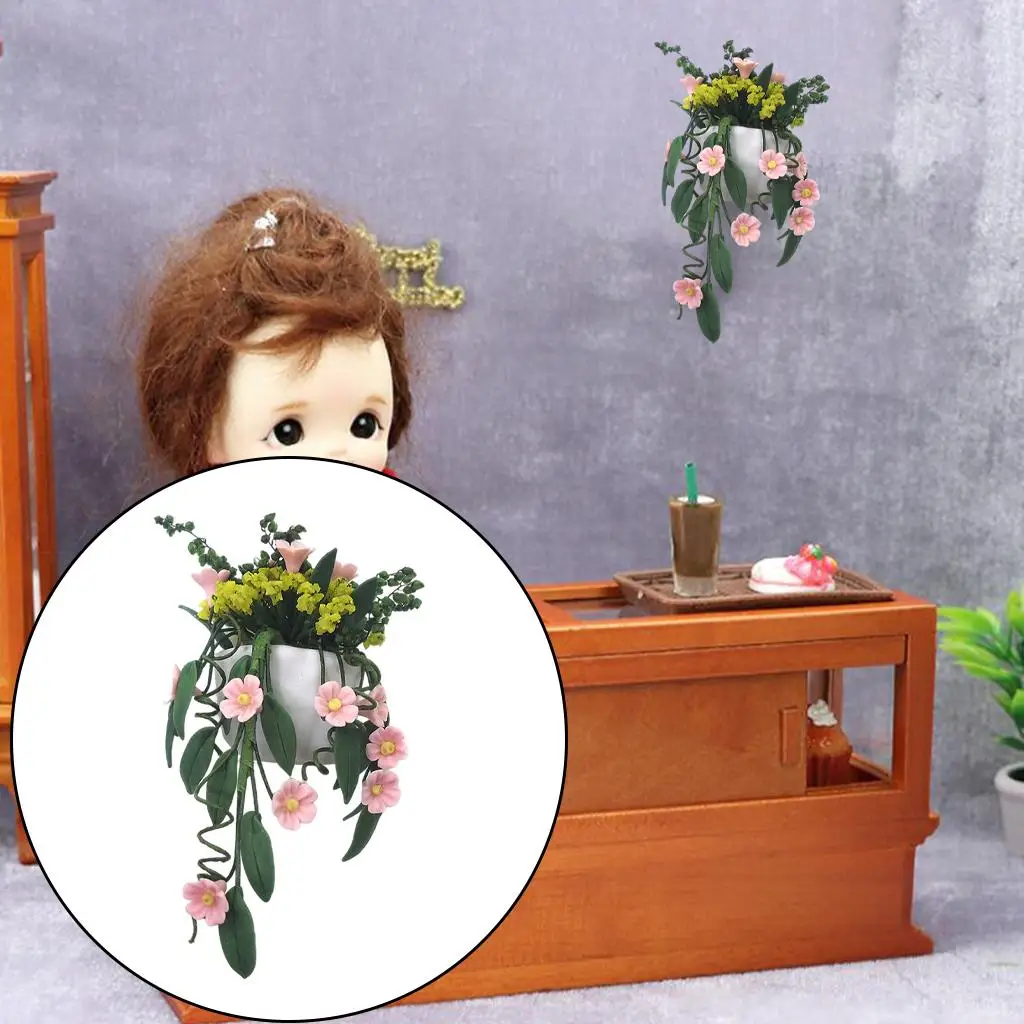 Mini 1:12 Dollhouse Miniature Daisy Flower Pot Bonsai Home Decoration Doll House Living Room Furniture Decor Realistic Delicate