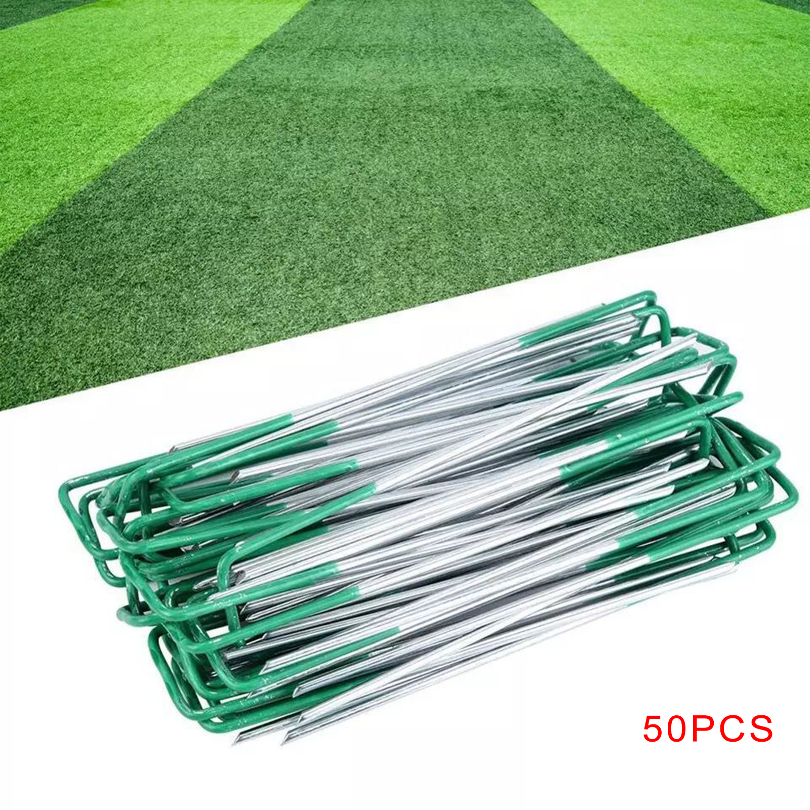 50Pieces Garden U-Type Ground Nails Insert Landscape Staples Lawn Tent Stakes Fence Anchors Fixing for Weed Barrier Fabric