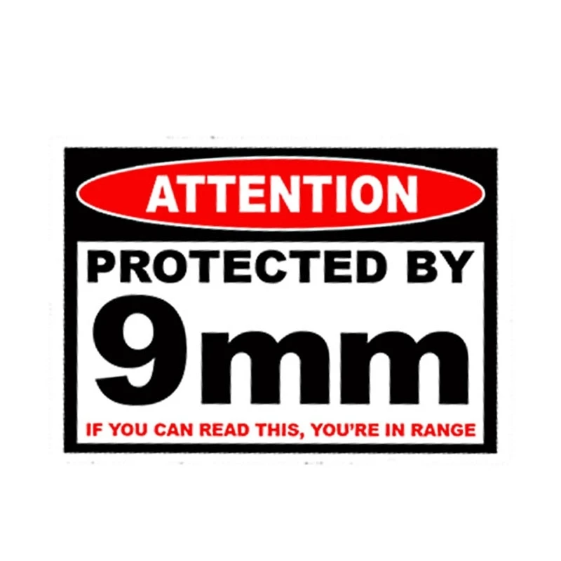 Protected 9 Mm Warning Pistol Gun Case Safe Ammo Box Car Sticker Accessories Waterproof Window PVC 13cm X 10cm custom bumper stickers