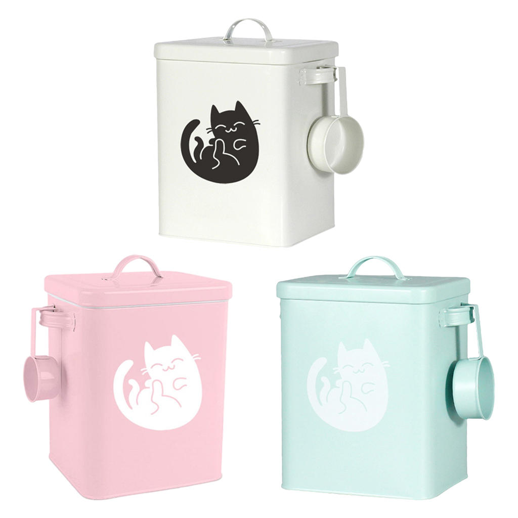 Airtight Storage Bucket with Scoop Food Storage Tin Food Canister Food Storage Container for Cat Food Dog Food Dry Food Pet Food