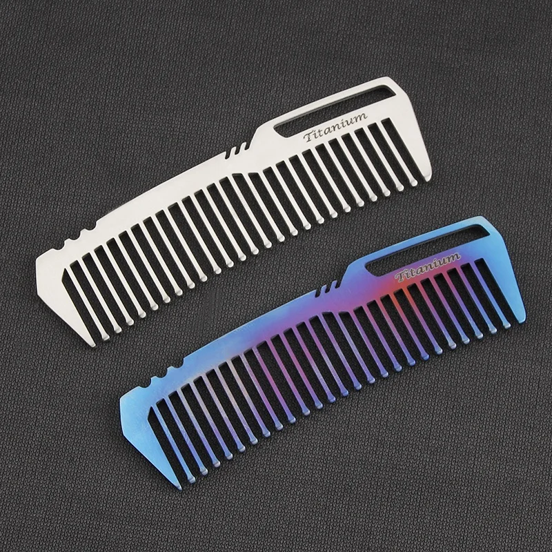 EDC Titanium Ti Antistatic Comb Unique Fashion Pocket Comb Hair Beard Comb Gift 