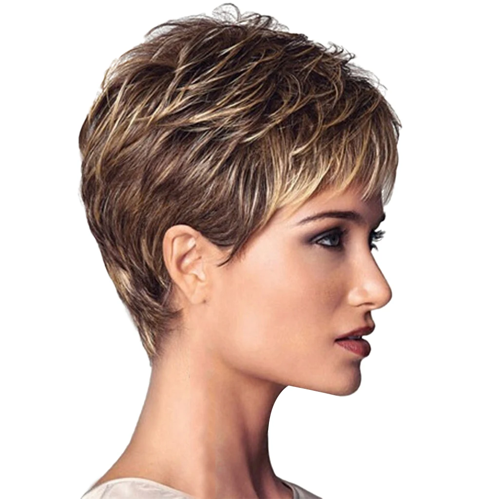 Short Blend Color Synthetic Wig, Short  Layered Cosplay Halloween Party Wigs For Women Girls, 25cm In Length