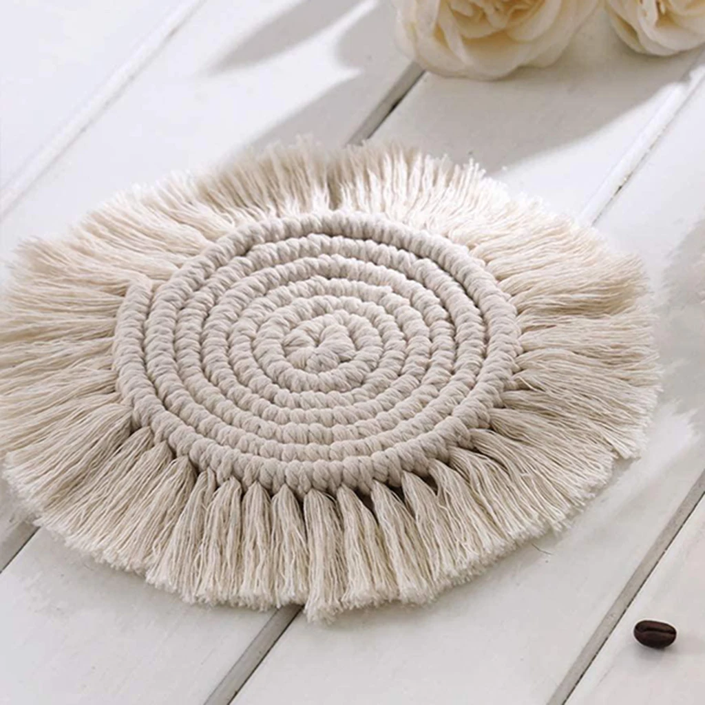 Cotton Coasters Mats Insulation Coffee Pad Placemat Handmade Macrame Cup Cushion Mat for Table