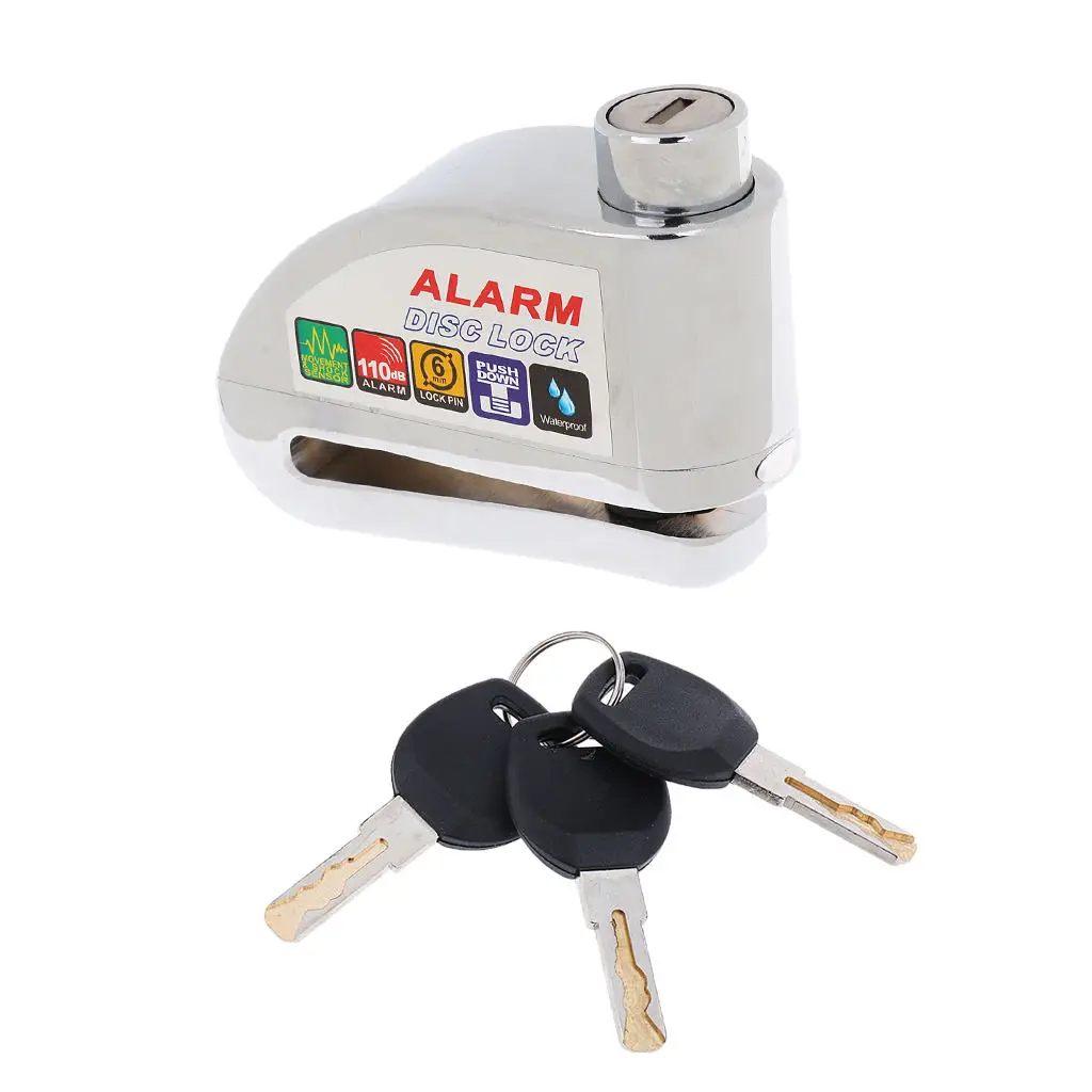 Generic Wheel Disc Lock Alarm Movement& Shock Sensor Motorcycle Bike Scooter Silver