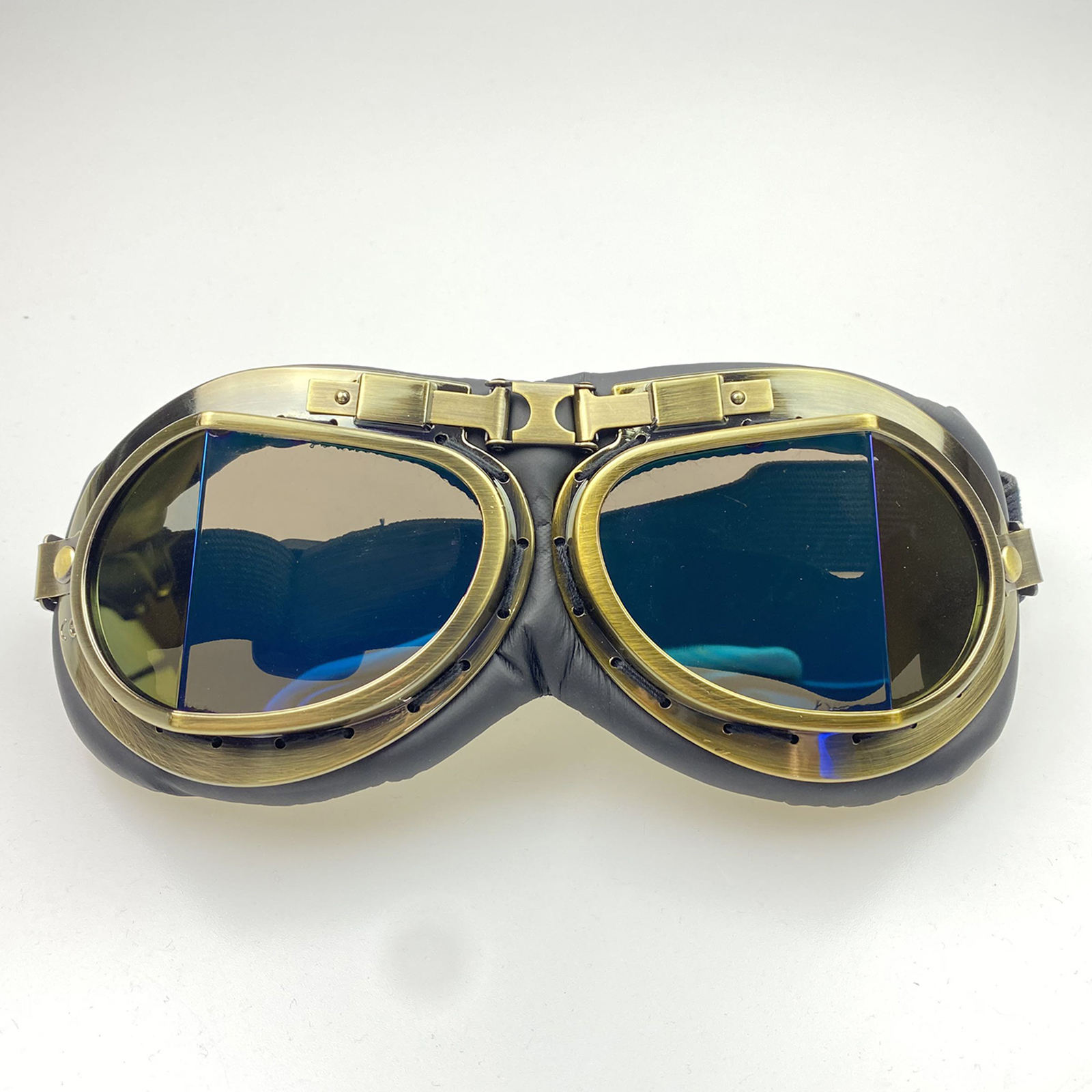 Vintage Racing Adult Moto Motorcycle Goggles Eyewear - (Multi-colored)
