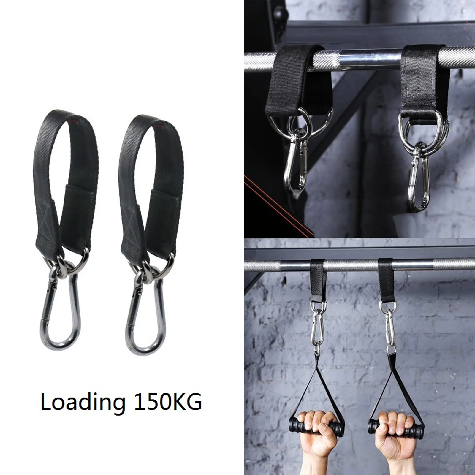 150kg Swing Hanging Straps Kit Gym Hanging Strap Webbing W/ D-ring Hooks 