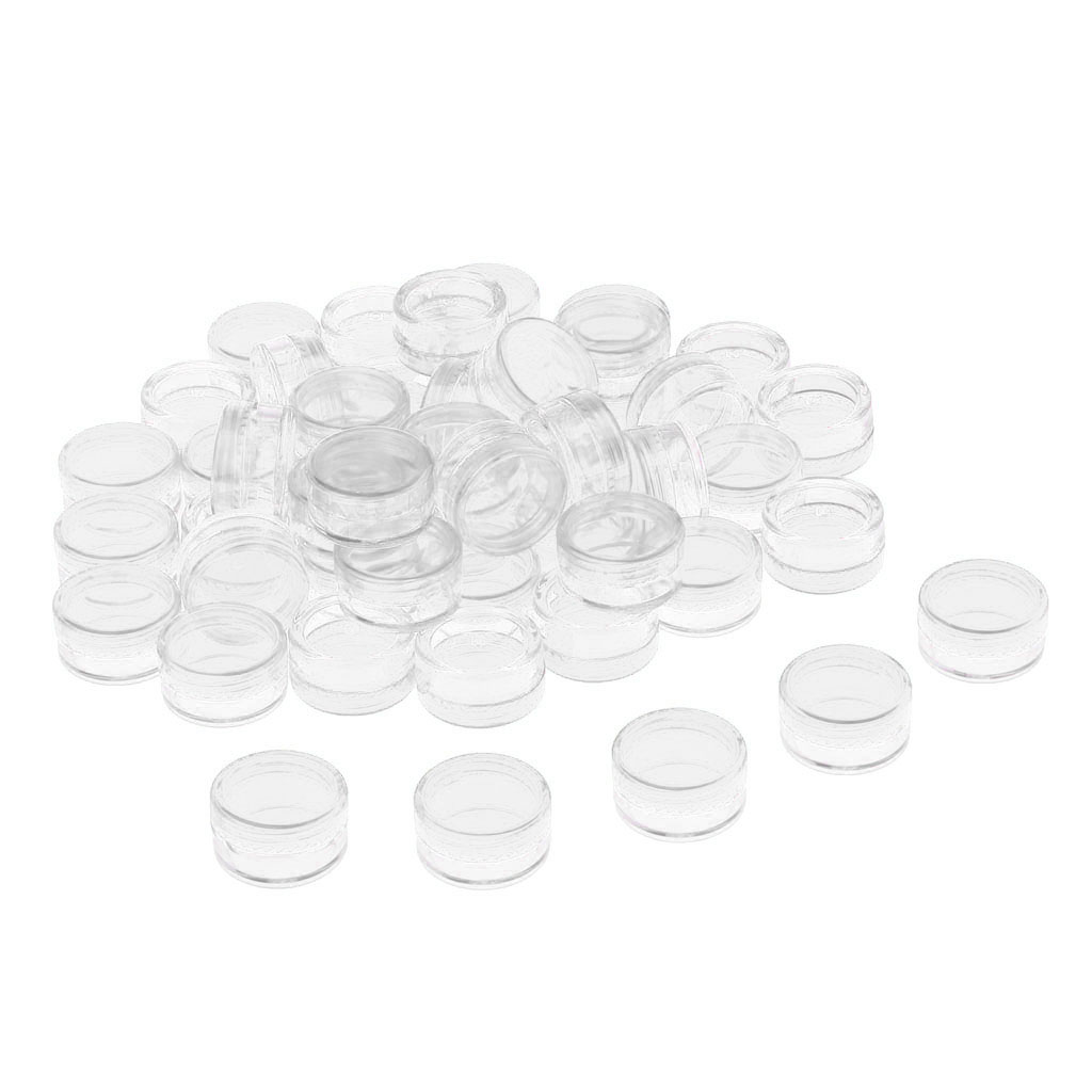 50 Pieces Empty Plastic Sample Containers, 5 Gram Size, Round Cosmetic Pot Jars