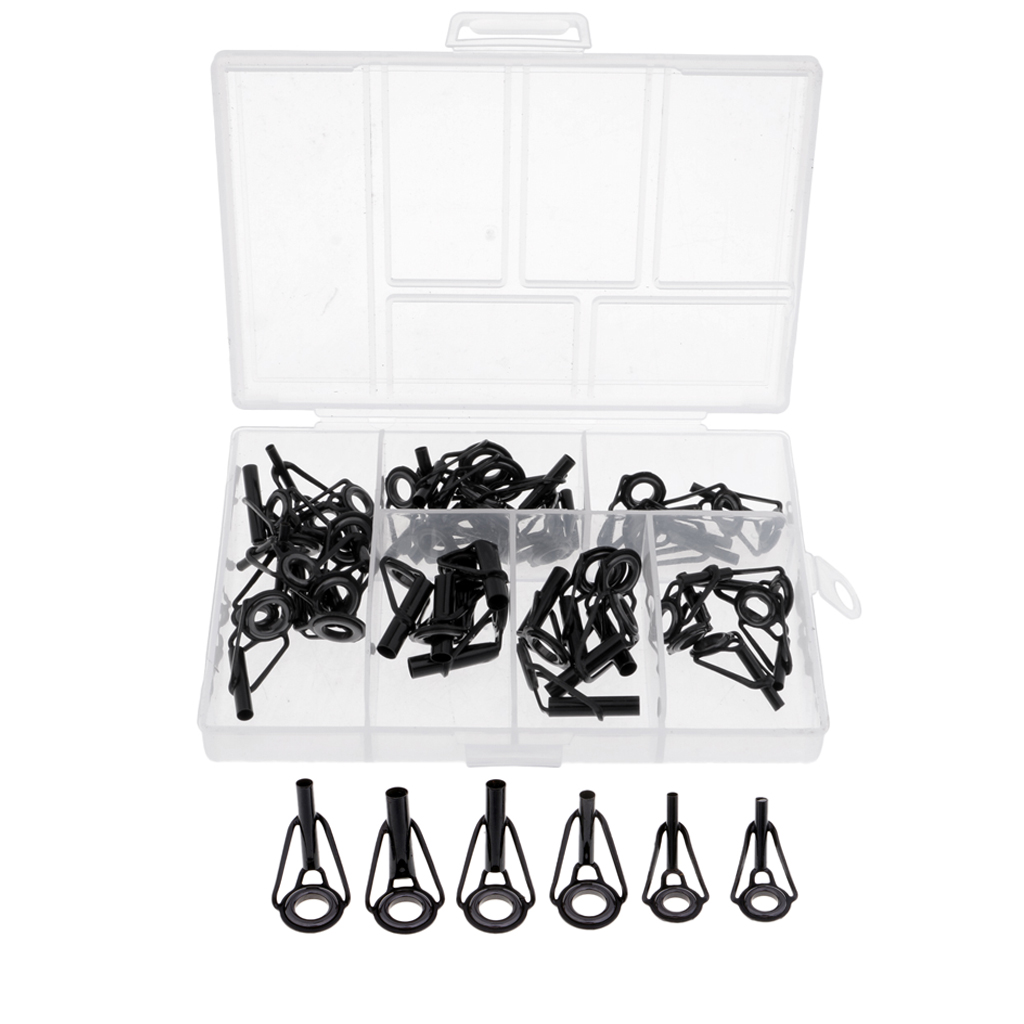 40Pcs/lot Fishing Rod Guides Set Tips Repair Kit DIY Rod Building Eye Rings Guias de pesca Rod canne a peche guides