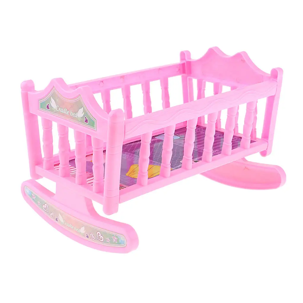 Rocking Bed Bedroom Baby Doll Crib for 20cm Doll Toy Dollhouse Toy Playset