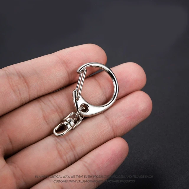 10 Pcs Key Ring with Chain D Snap Hook Split Keychain Metal Key Ring  Hardware with