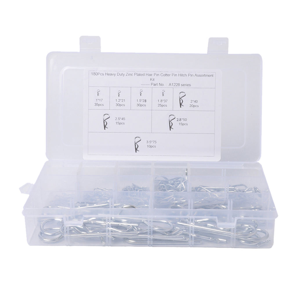 180x R Pin Mechanical Hitch Hair Tractor Clip Assortment Kit Case Set Cotter Car Accessories