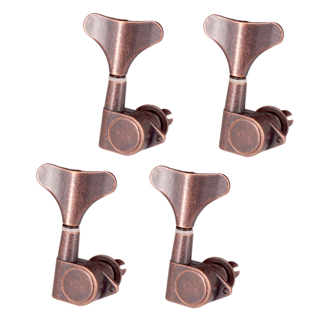 Fishtail Buttons Bass Guitar String Tuner Pegs Mechanics 4R Red Bronze