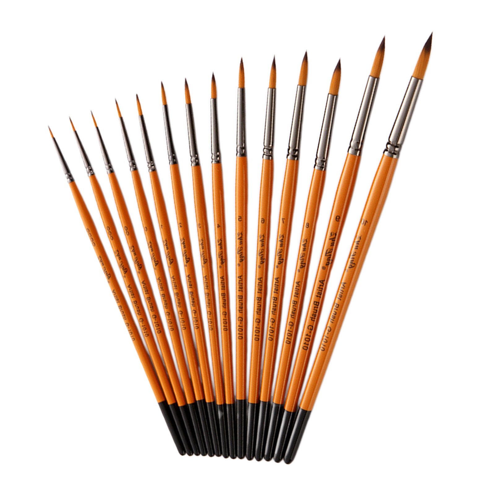 14Pcs/Set Wooden Handle Nylon Hair Artist Paint Brushes for Acrylic Watercolor Oil Painting Supplies Art Craft Kit