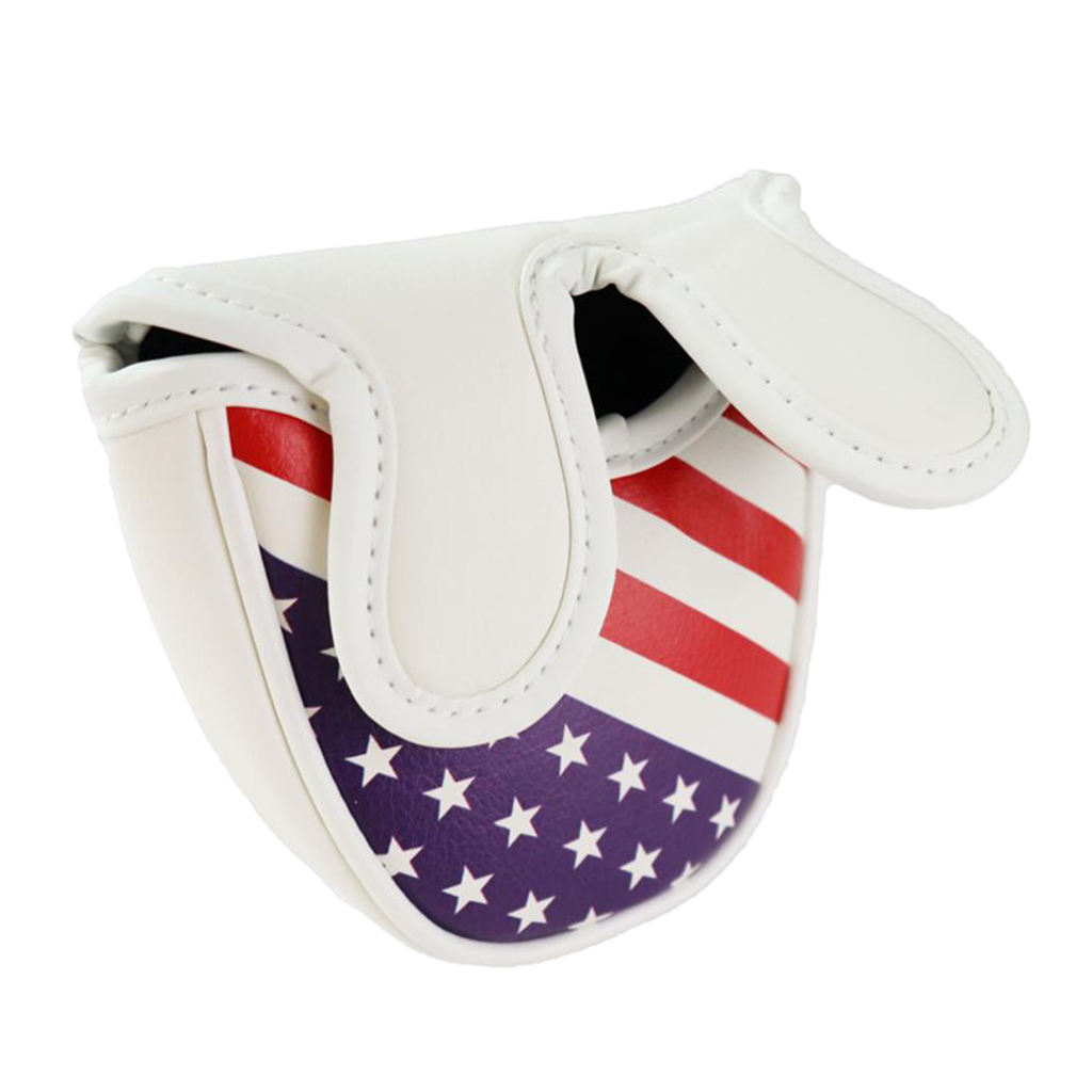 Golf Putter Head Cover Magnetic Mallet Blade Headcover USA Star Stripes Eagle Flag Design, Magnet Closure Fit All Golf Brands