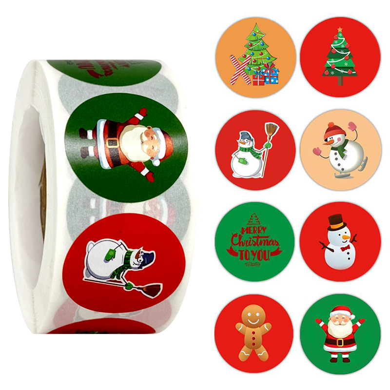 Decoração de Natal Recompensa de Papel Decoração de Natal para Casa Pces Rolo Presente Adesivos Kawaii Adesivo para Casa 500 - 3 adesivos de papel kawaii para decoração de casa, 500 peças rolo