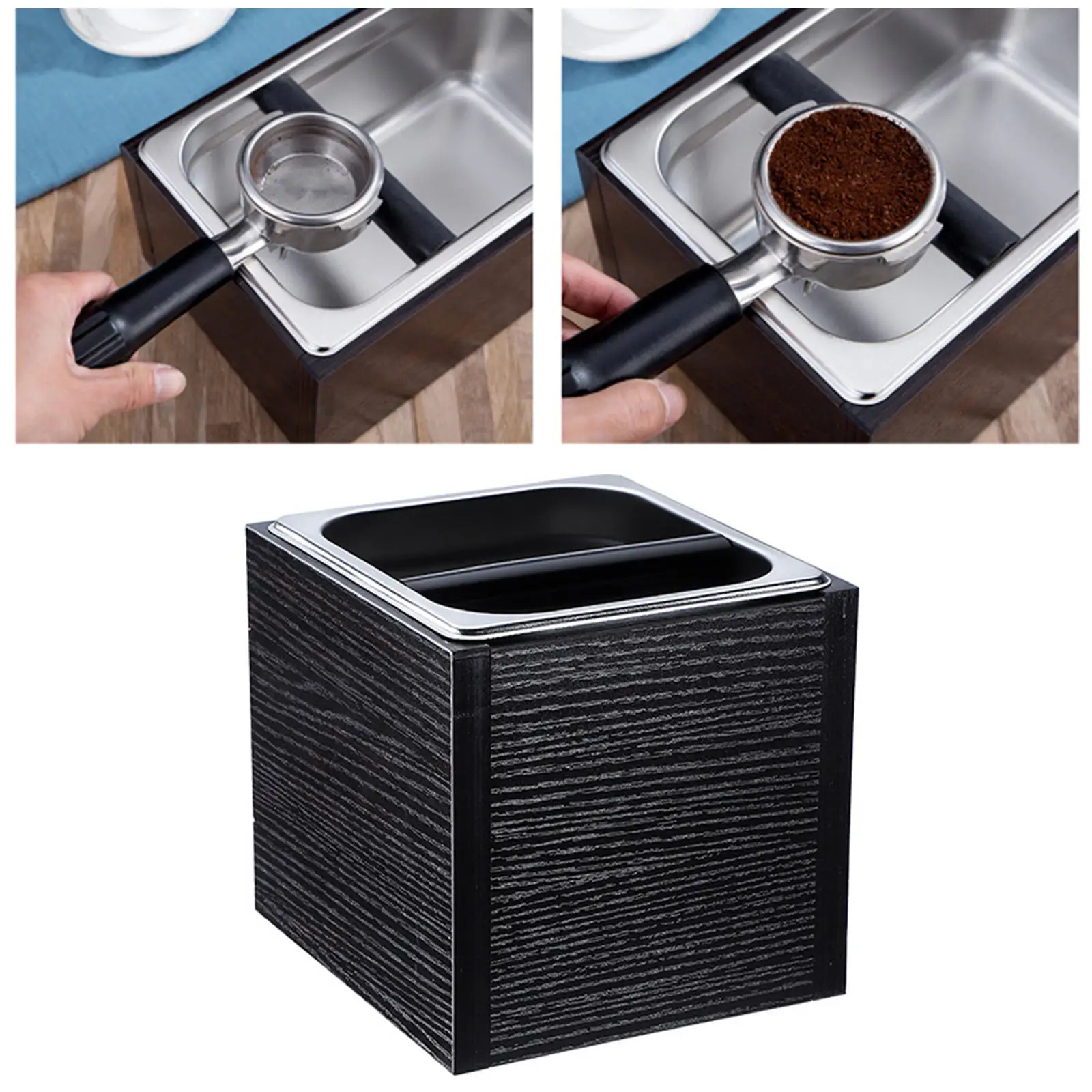 Coffee Knock Box Durable with Wooden Holder Wood Trash Can Milk Tea Shop
