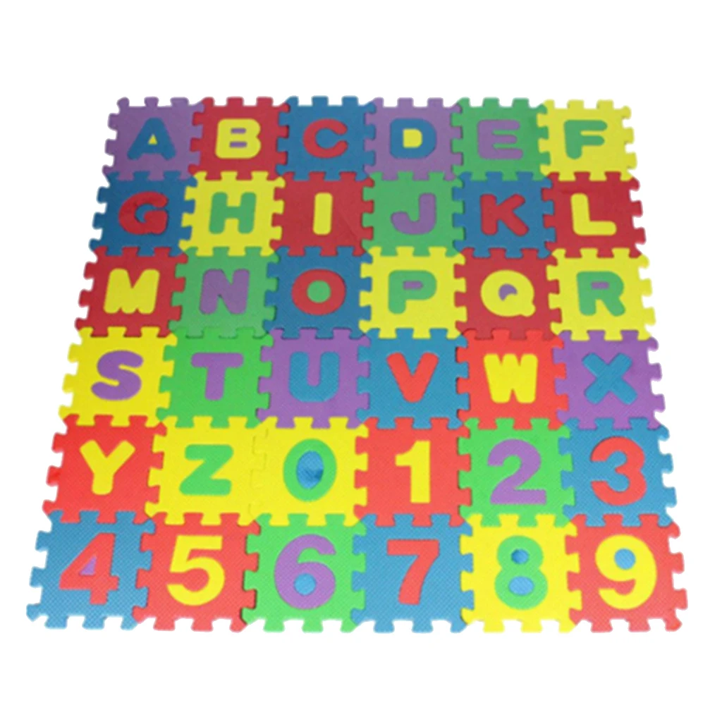 36Pcs Infant Soft Non-Toxic EVA Foam Play Puzzle Mat 10 Numbers & 26 Letters