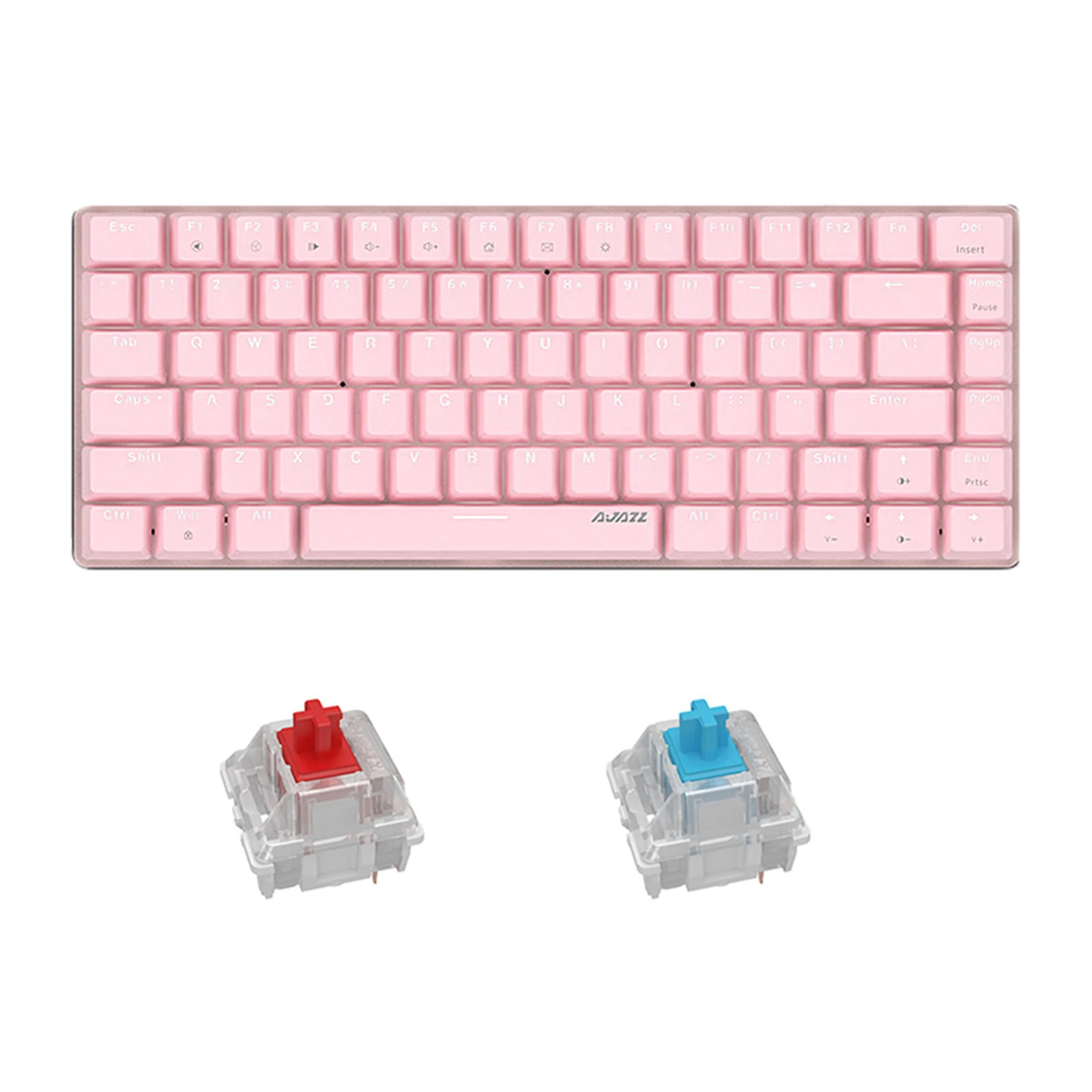 AK33 Mini Pink Switches Wired Keyboard 82 Keys Mini Compact for Games Work Portable