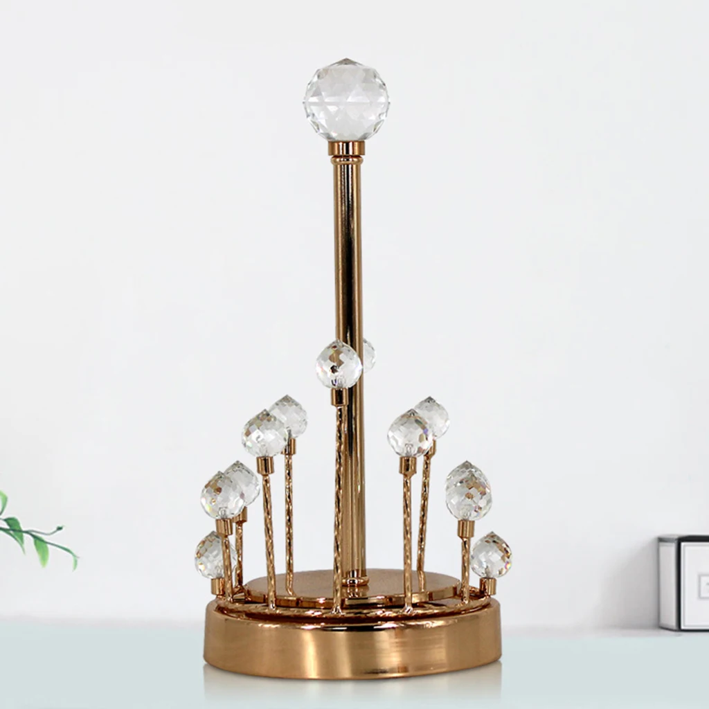 Countertop Paper Towel Holder, Metal Crystal Kitchen Napkin Roll Dispenser Stand for Home, Office, Bathroom