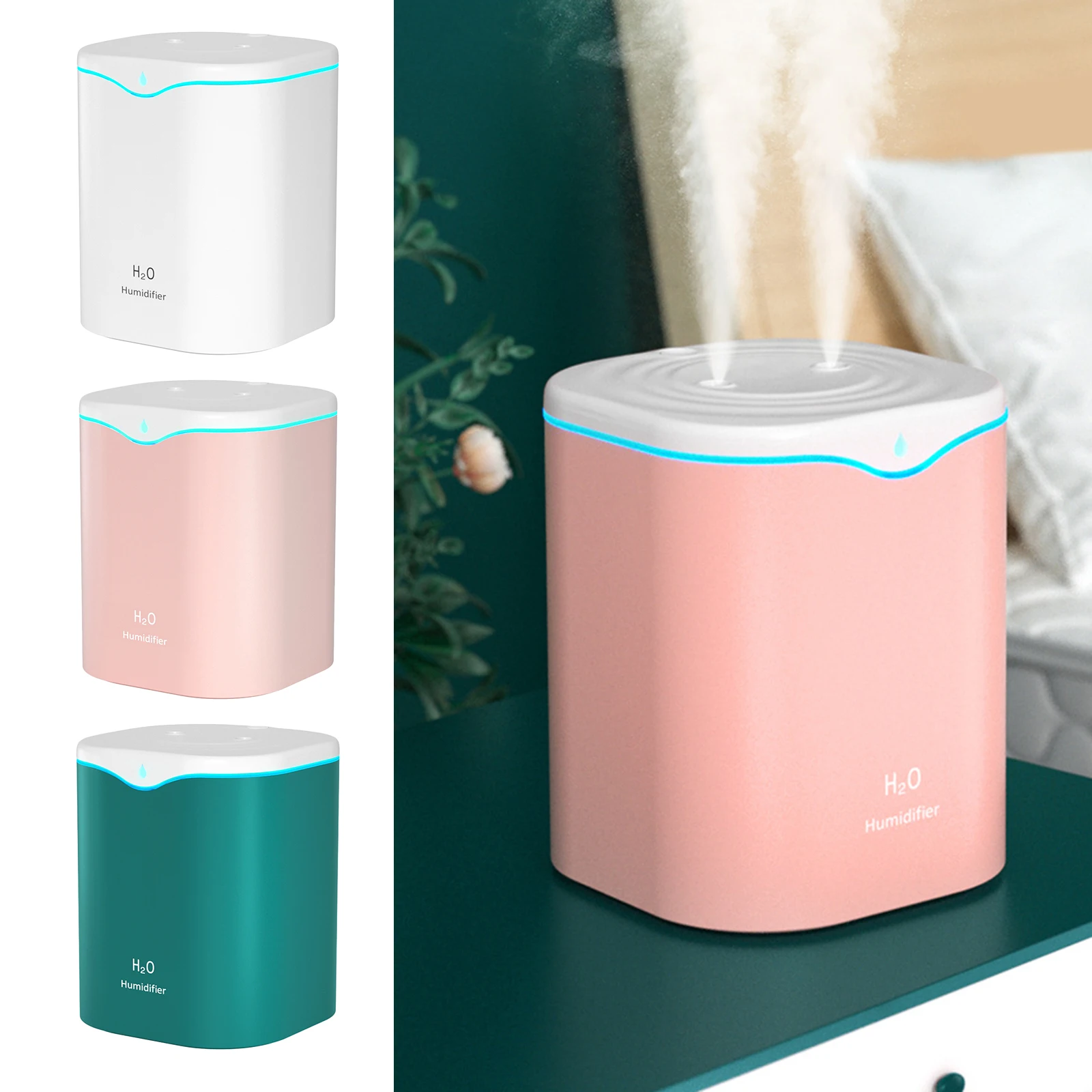 Air Humidifier Night Light 2L Essential Oil Diffuser for Large Room Whole House Travel Kitchen Babies Nursery