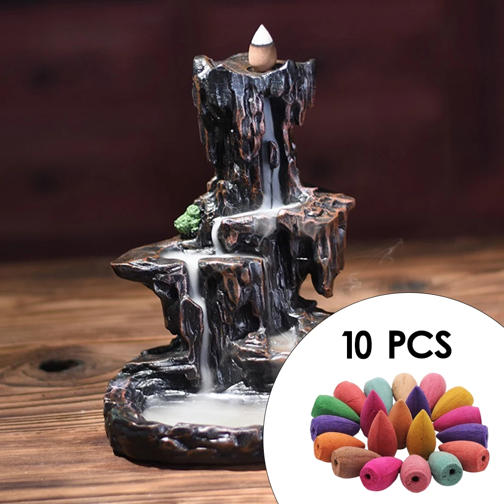 10pcs Mixed Natural Reflux Tower Smoke Backflow Cones Bullet Buddhism Backflow Tower Incense Burner Household