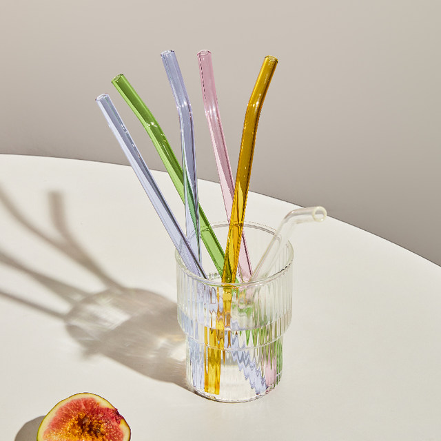 4 Reusable Colored Small Flower Milk Tea Juice Drinks, Heat-Resistant Glass  Straws With 1 Cup Brush - AliExpress