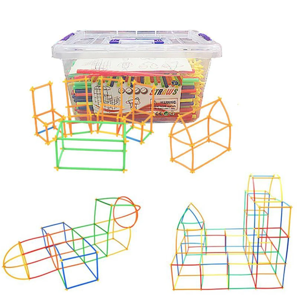 Kids Crazy Construction Fort Building Kit Straws 300 Pieces Indoor & Outdoor
