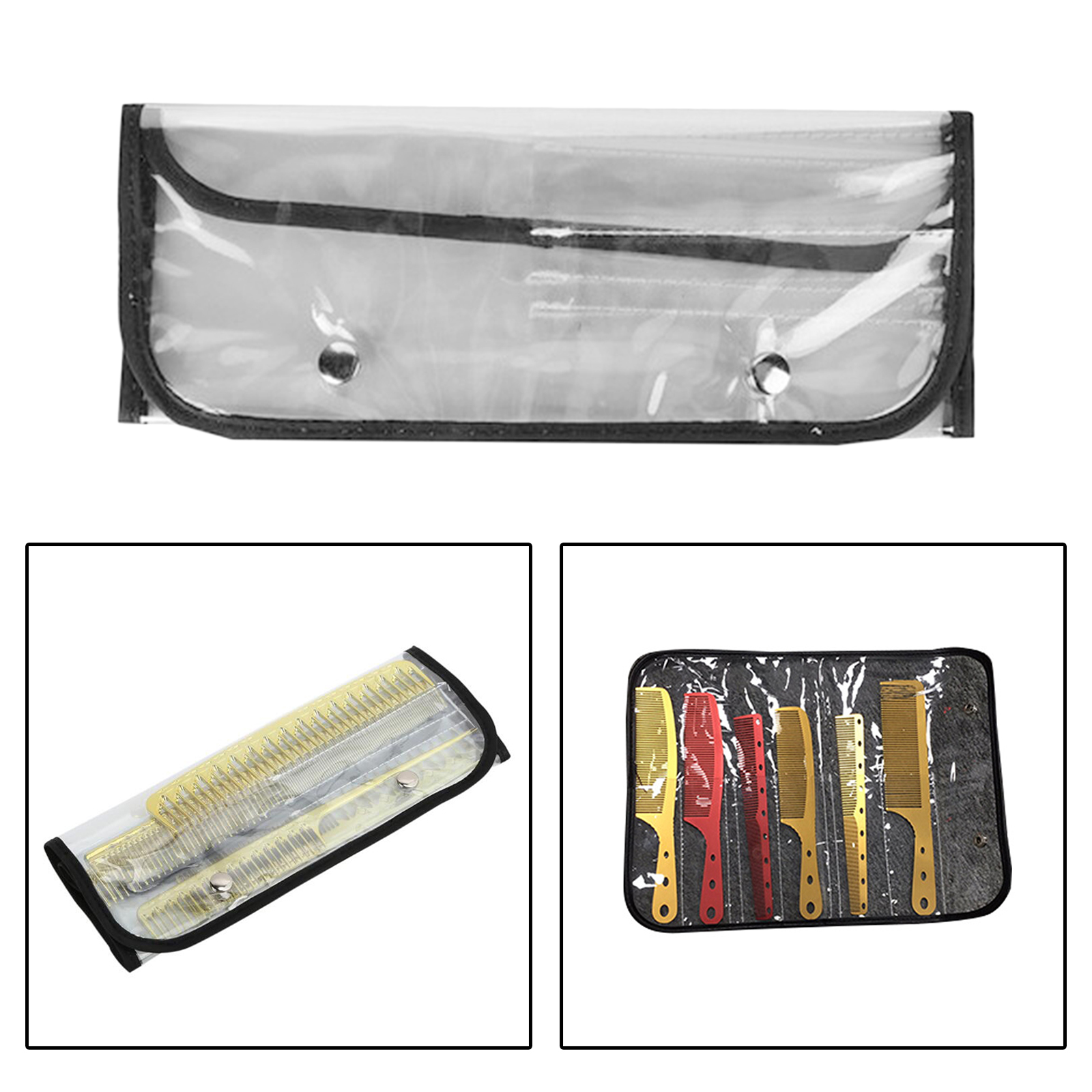 Transparent Classic Scissor Holder Pouch Trimming Shear Tools Comb Bag Carrying Case Organiser6 Pockets Folding 