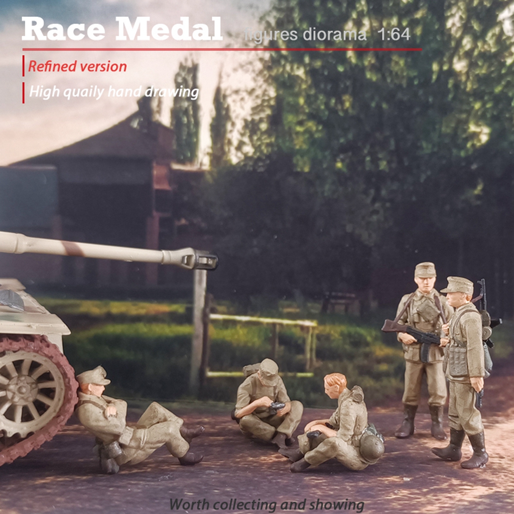 5 Pack 1/72 Hand Painted Model Mini Soldiers Street Model Children Toy Accs