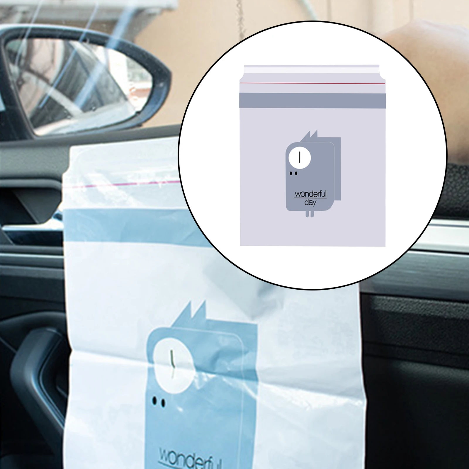 15pcs Car Garbage Bag Sticky Waste Bags for Vehicle Kitchen Car Seat Back