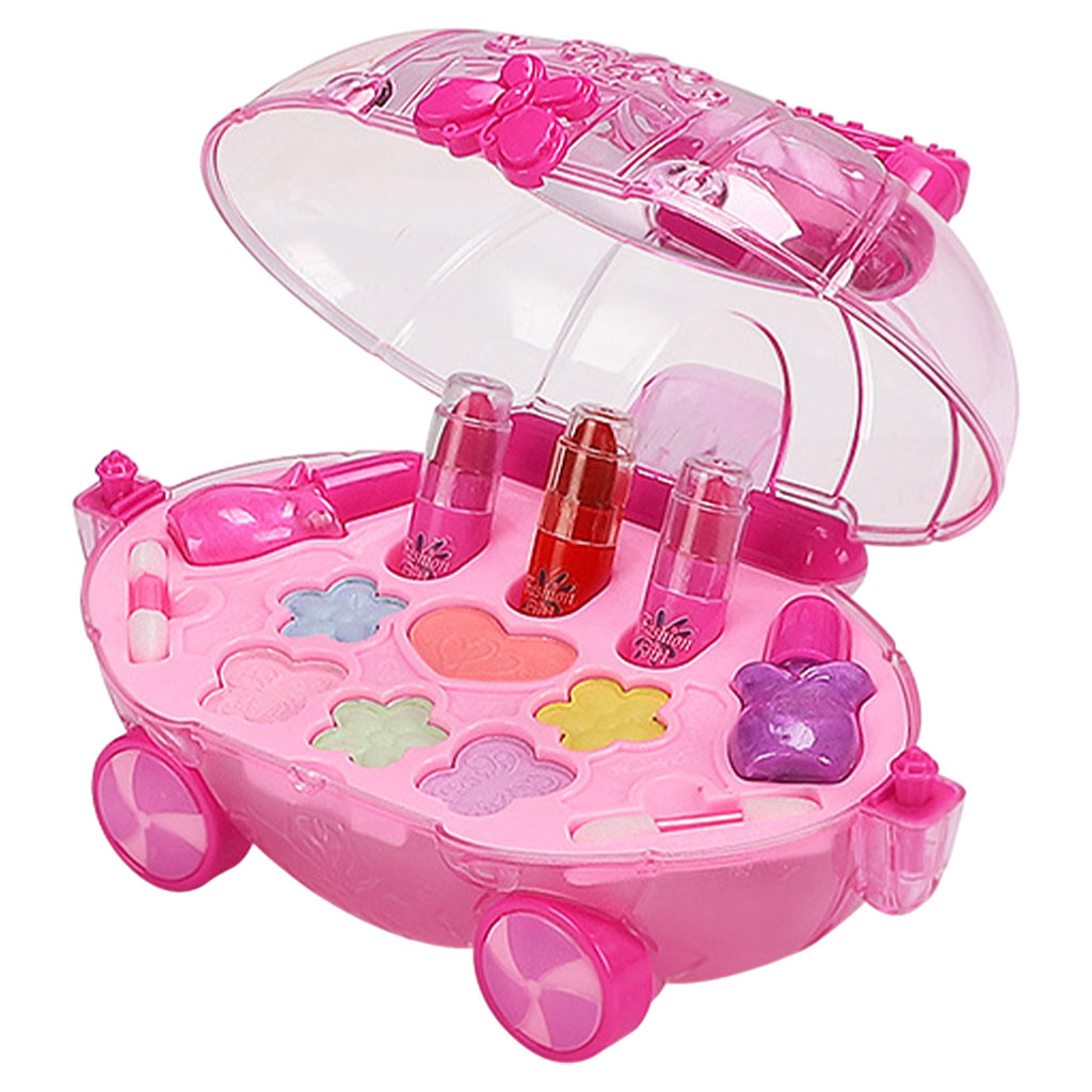 14 PCS Cute Makeup Set Simulation Pretend Fashion Cosmetics Accessories Play Set Washable Birthday Gift for Ages 4 & Up