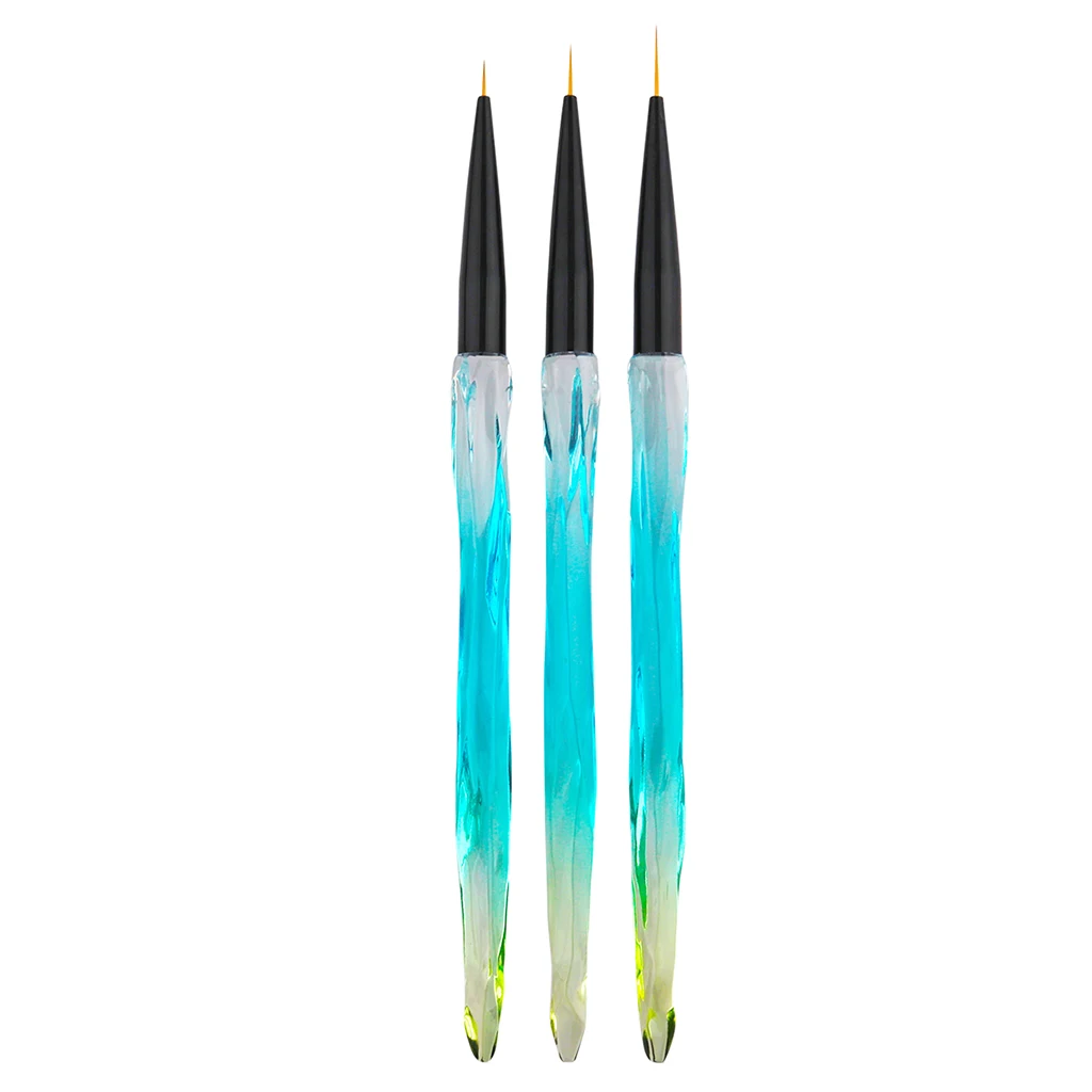 3x Professional Nail Liner Brushes UV Gel Paint Brush Pens For Details