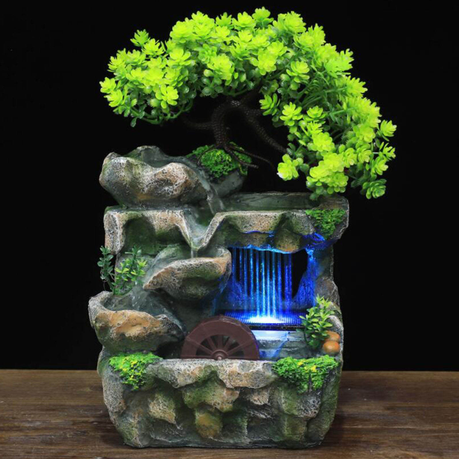 Indoor Tabletop Waterfall Fountain Rockery Bonsai Zen Meditation Relaxation Cascading Water Fountains Ornament