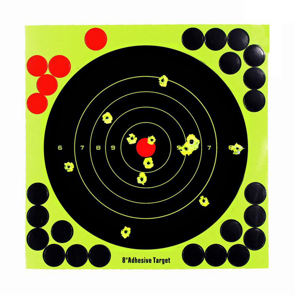 Outdoor Indoor Shooting Targets 8 inch Adhesive Target Splatter Glow Shot Rifle Florescent Paper Target 10 Pieces