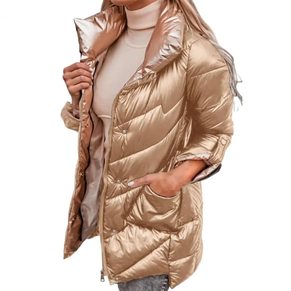 acolchoado casaco quente feminino outerwear acolchoado casacos gola retalhos jaquetas